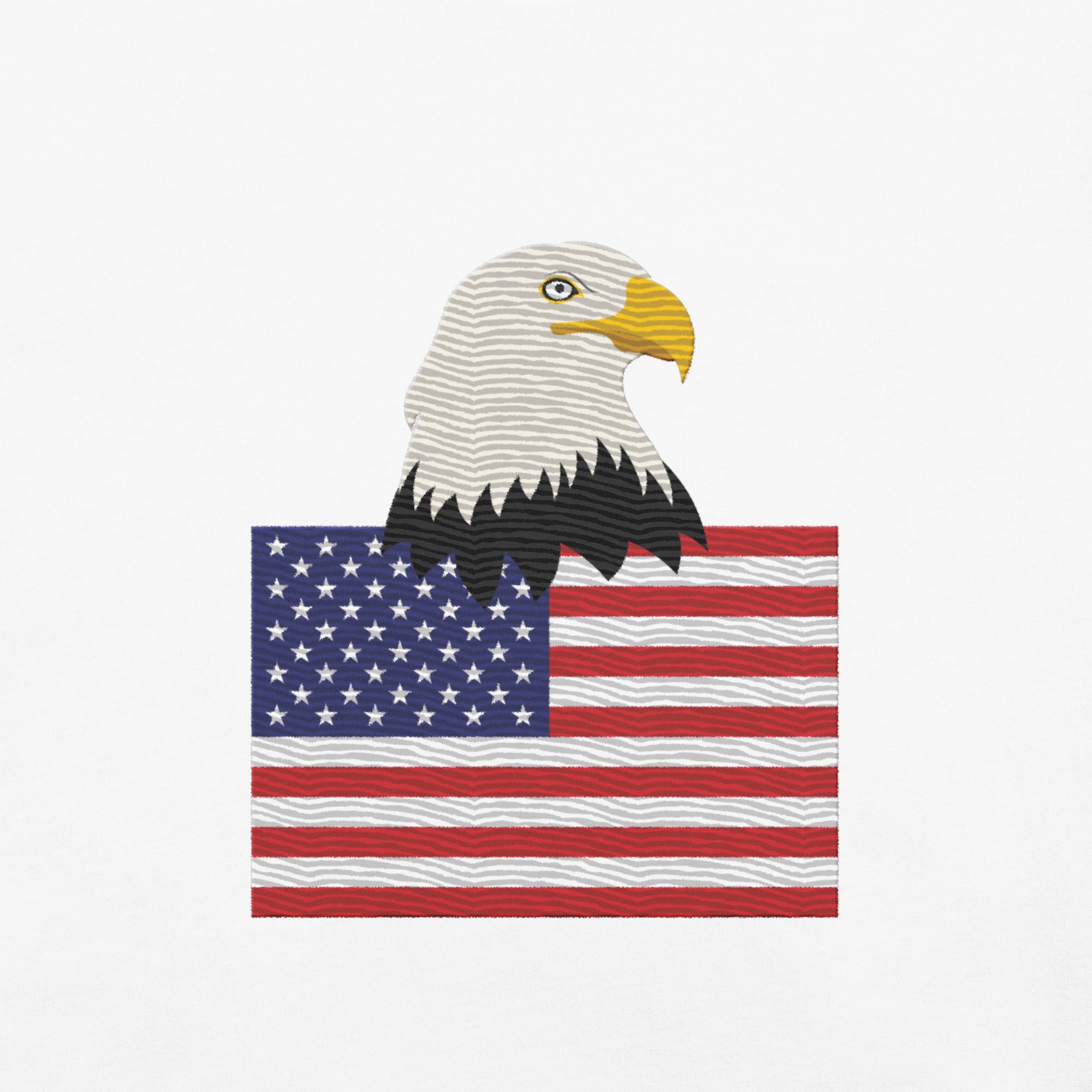 USA Bald Eagle & Flag Embroidered T-Shirt